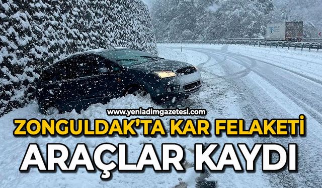 Zonguldak’ta kar felaketi: Araçlar kaydı