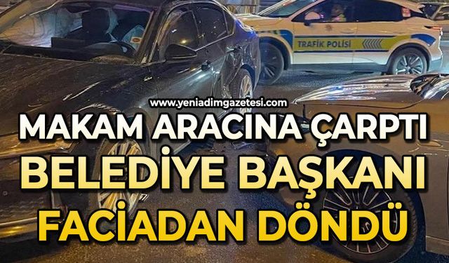 Makam aracı çarptı: Belediye Başkanı faciadan döndü