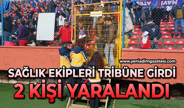 Sağlık ekipleri tribüne girdi: 2 kişi yaralandı