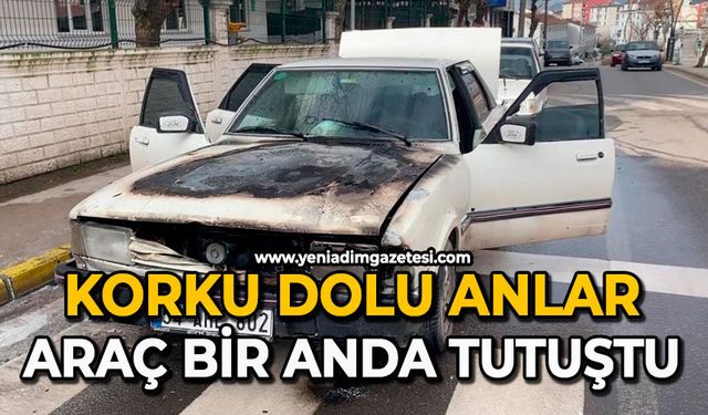 Seyir halindeki araçta yangın