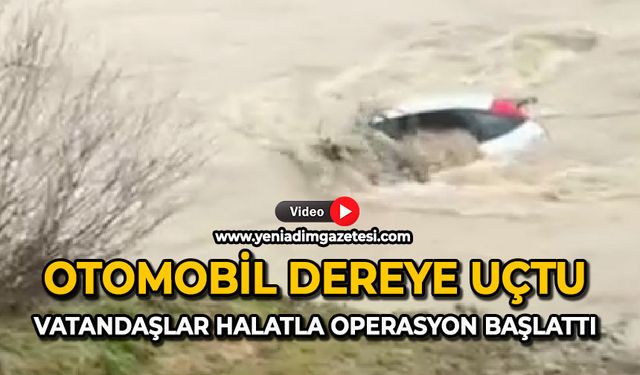 Otomobil dereye uçtu: Vatandaşlar halatla operasyon başlattı