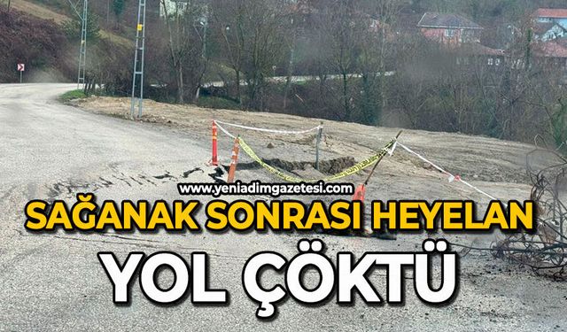 Sağanak sonrası heyelan: Yol çöktü