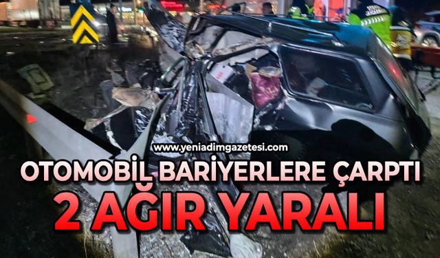 Bariyere çarpan otomobil parçalandı: 2 ağır yaralı