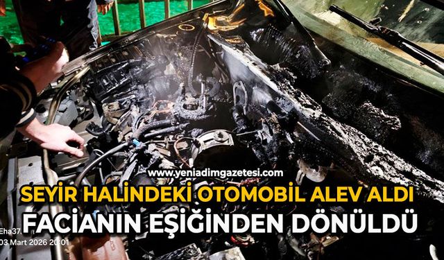 Seyir halindeki otomobil alev aldı: Facianın eşiğinden dönüldü