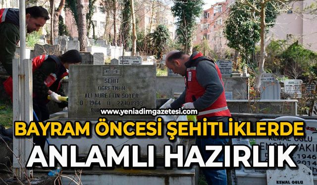 Bayram öncesi şehitliklerde anlamlı hazırlık
