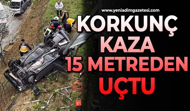 Korkunç kaza: Otomobil uçuruma yuvarlandı