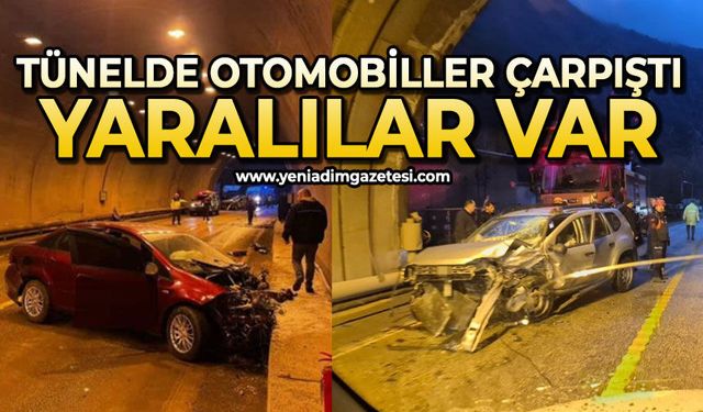 Tünelde iki otomobil çarpıştı: Yaralılar var
