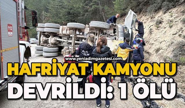 Virajı alamayan hafriyat kamyonu devrildi: 1 ölü