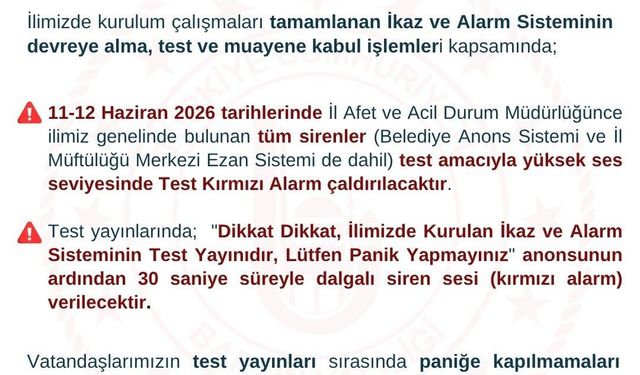 Afetler için ikaz ve alarm sistemi kuruldu