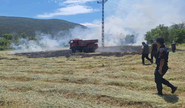 Anız yangını ormana sıçramadan söndürüldü