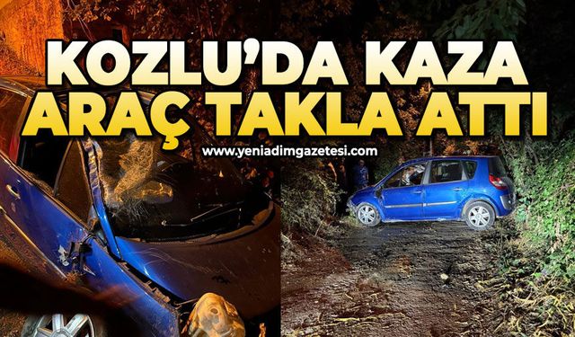Kozlu'da kaza: Araç takla attı