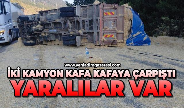 İki kamyon kafa kafaya çarpıştı: Yaralılar var