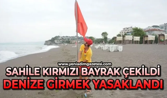 Sahile kırmızı bayrak çekildi