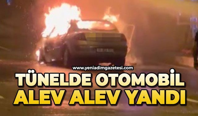 Otomobil alev topuna döndü: Trafik kilitlendi