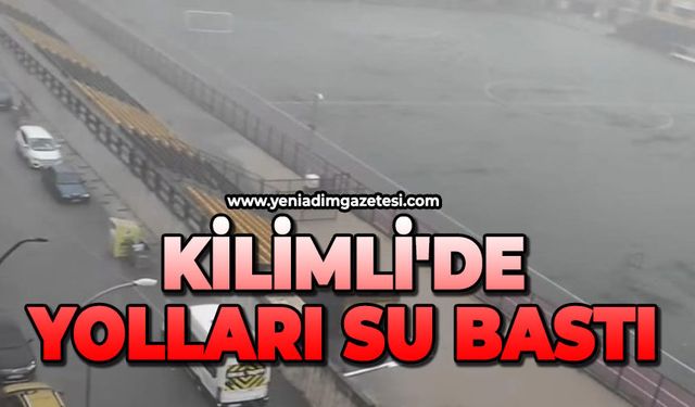 Kilimli'de yolları su bastı