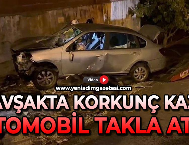 Kavşakta korkunç kaza: Otomobil takla atarak durabildi
