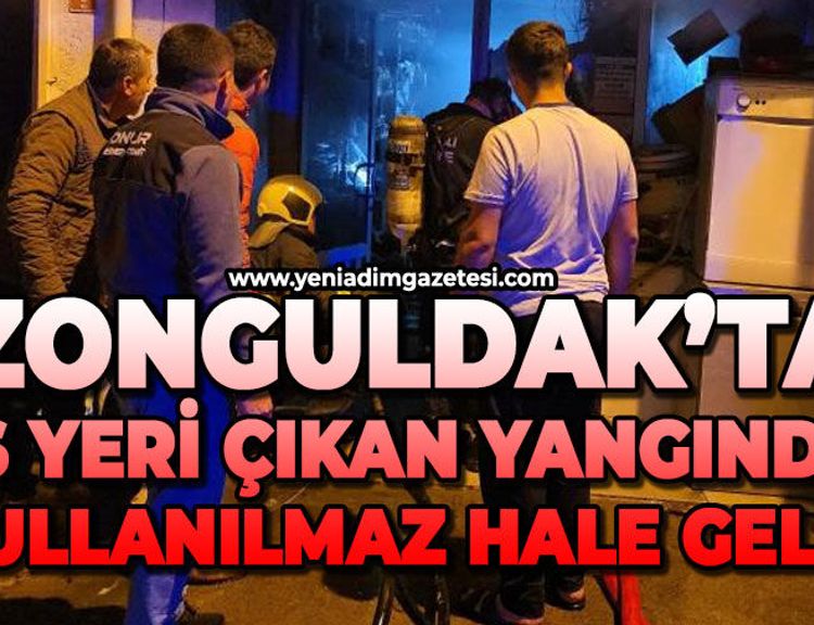 Zonguldak’ta iş yeri çıkan yangında kullanılmaz hale geldi