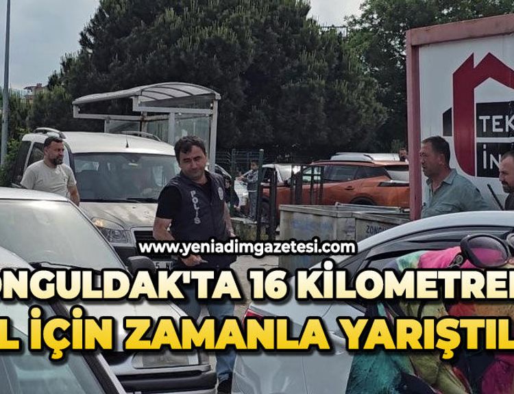 Zonguldak'ta 16 kilometrelik yol için zamanla yarıştılar