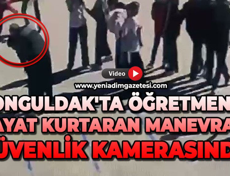 Zonguldak'ta öğretmenin hayat kurtaran manevrası güvenlik kamerasında
