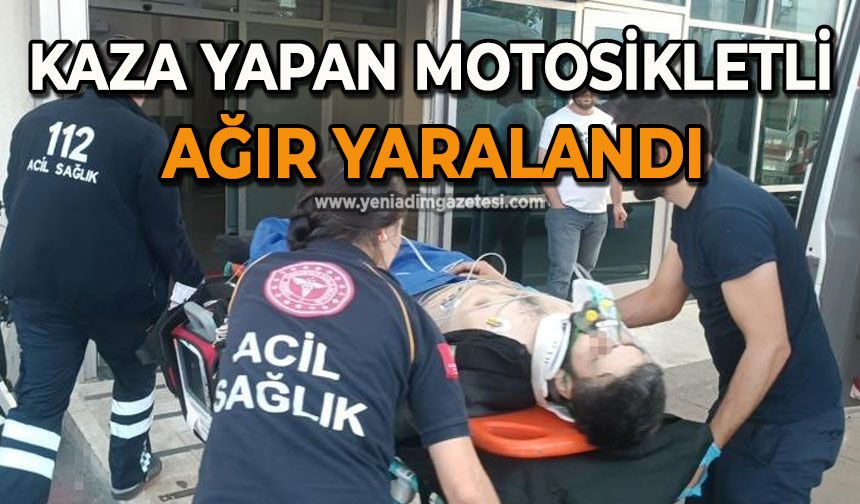 Kaza yapan motosikletli ağır yaralandı