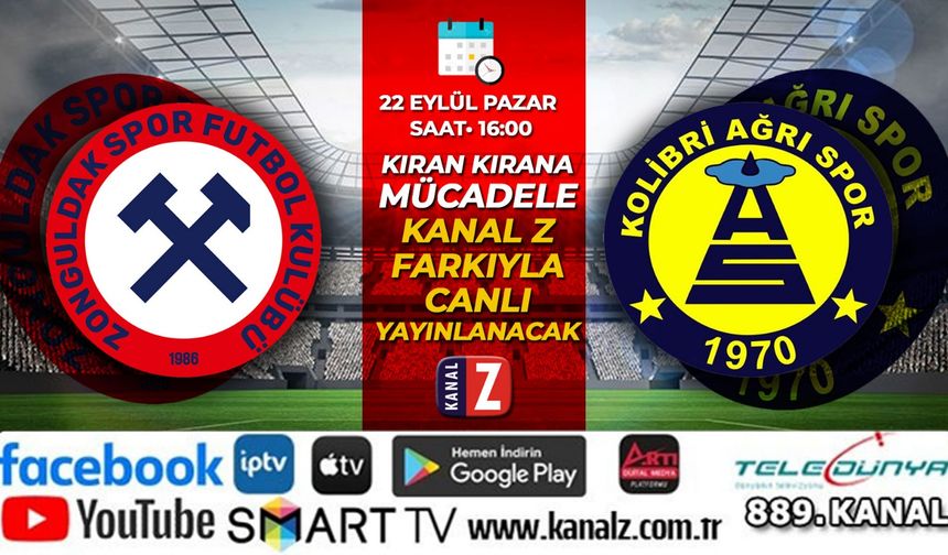 Zonguldakspor - Ağrıspor maçı KANAL Z'de naklen yayınlanacak