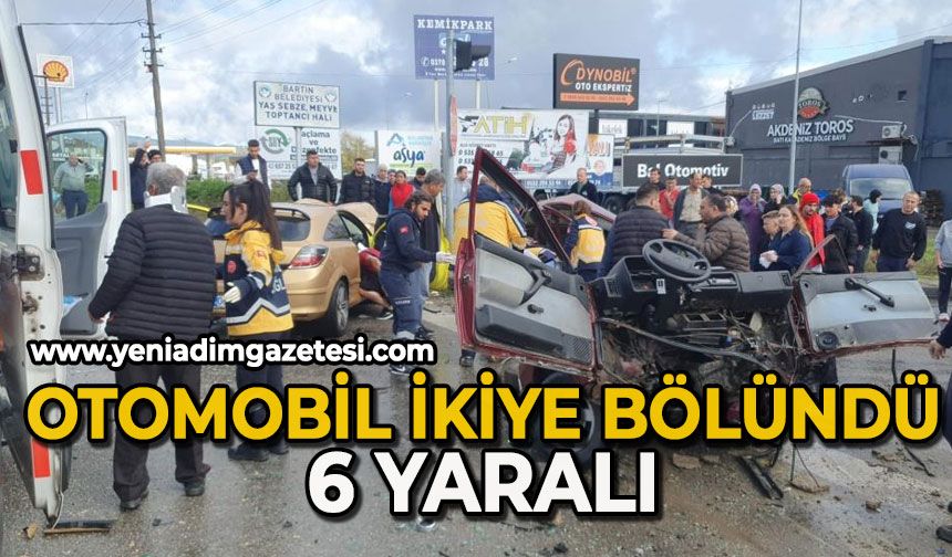 Otomobil ikiye bölündü: 6 yaralı