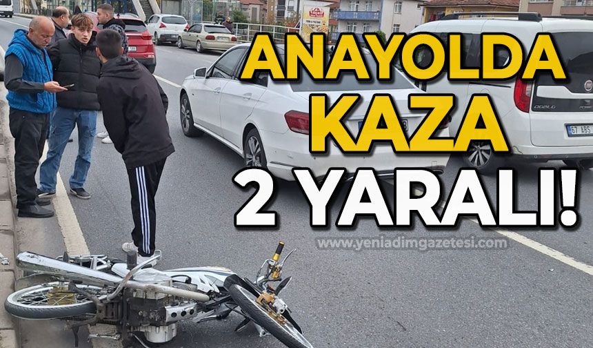 Anayolda motosiklet kazası: 2 yaralı!