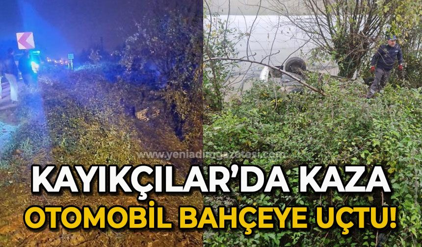 Kayıkçılar'da trafik kazası: Otomobil bahçeye uçtu!