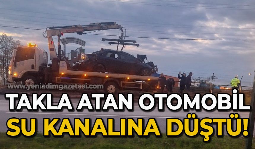 Takla atan otomobil su kanalına düştü: 1 yaralı