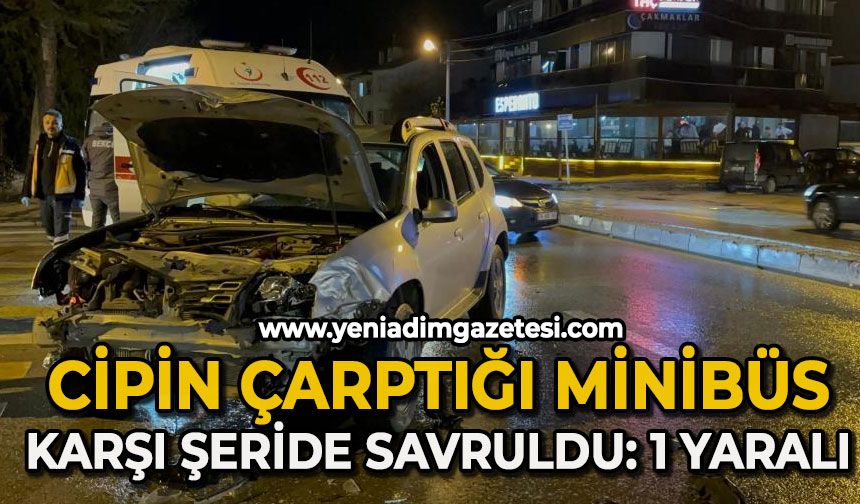 Cipin çarptığı minibüs karşı şeride savruldu: 1 yaralı