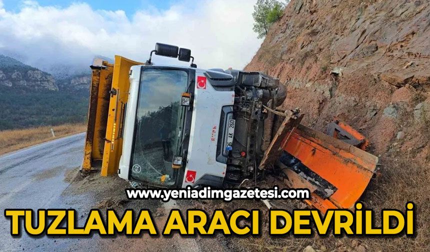 Tuzlama aracı devrildi: 2 yaralı