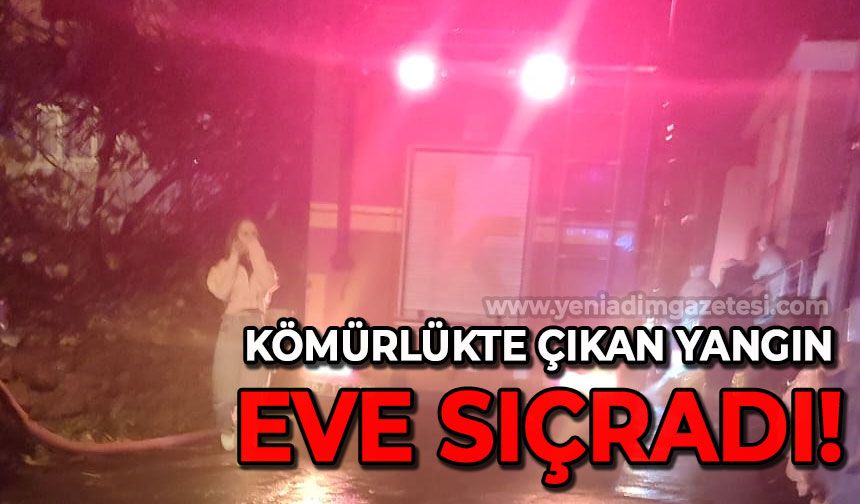 Kömürlükte çıkan yangın eve sıçradı