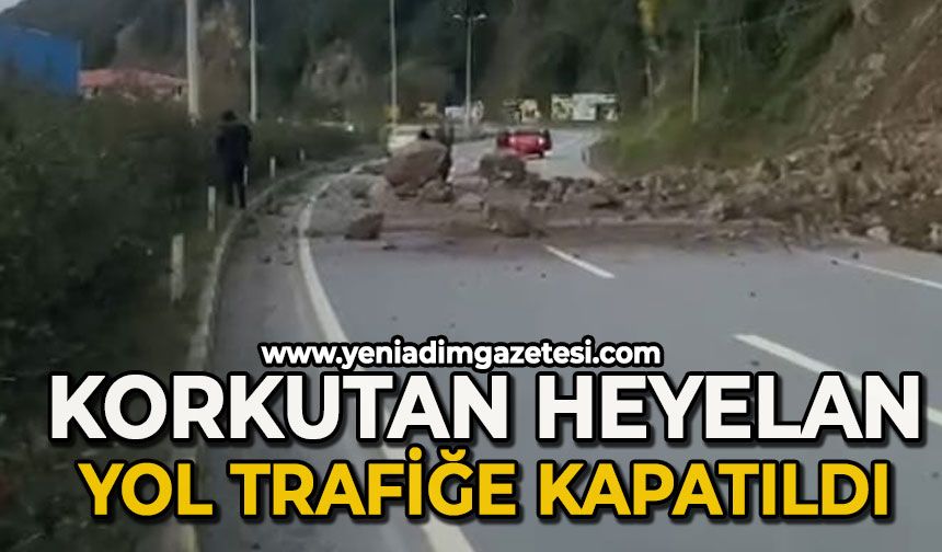 Korkutan heyelan: Yol trafiğe kapatıldı