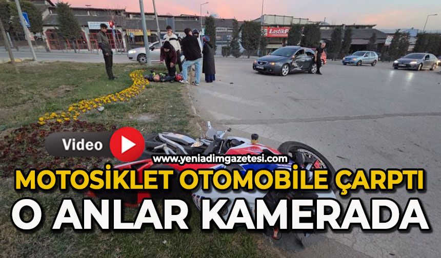 Motosiklet sürücüsünün otomobile çarpma anı kamerada