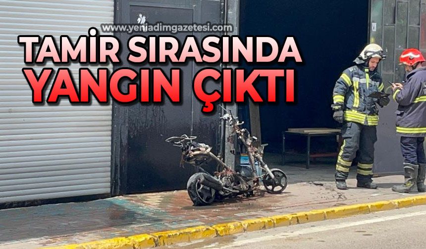 Tamir sırasında yangın çıktı: Geriye iskeleti kaldı