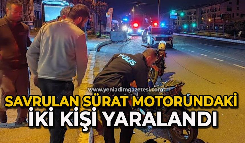 Savrulan sürat motorundaki iki kişi yaralandı