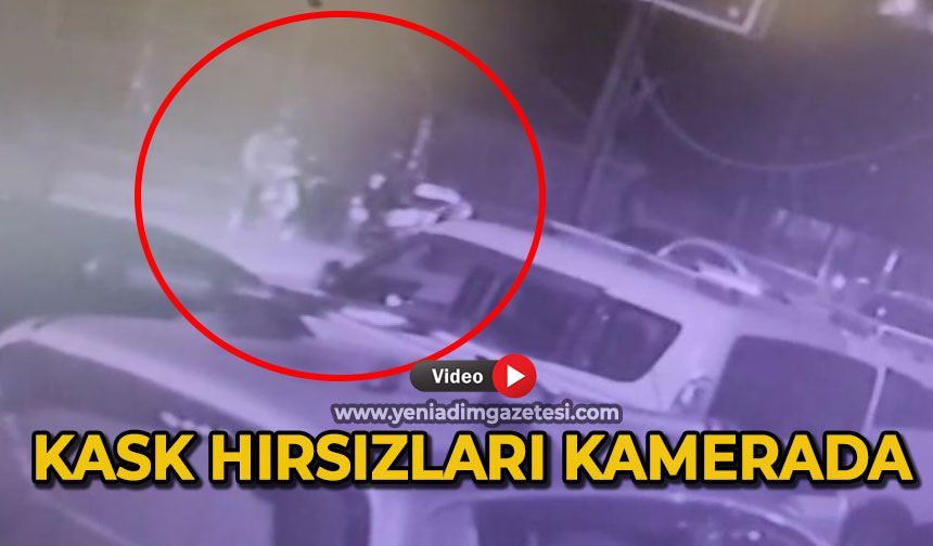 Motosiklet kaskı çalan şahısların o anları kamerada