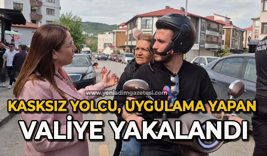 Kasksız yolcu, uygulama yapan valiye yakalandı