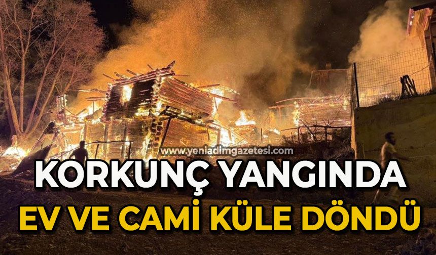 Korkutan yangın: Ev ve cami yandı