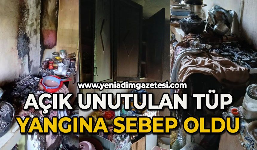 Açık unutulan tüp yangına neden oldu