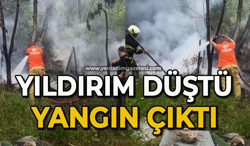 Yıldırım düştü yangın çıktı