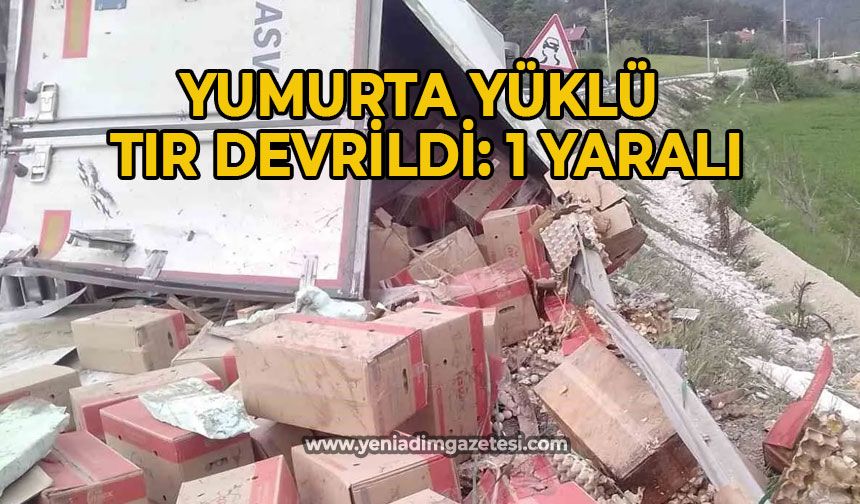 Yumurta yüklü tır devrildi: 1 yaralı