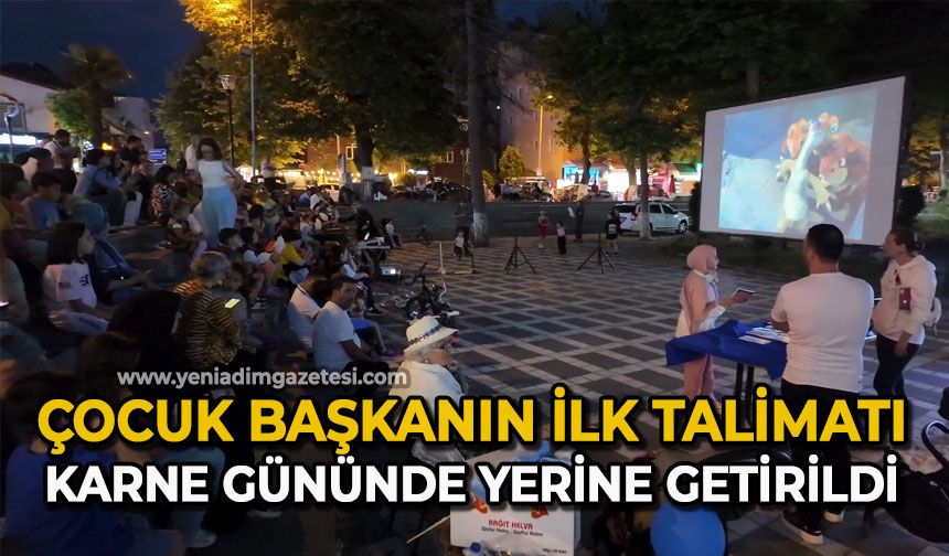 Çocuk başkanın ilk talimatı karne gününde yerine getirildi