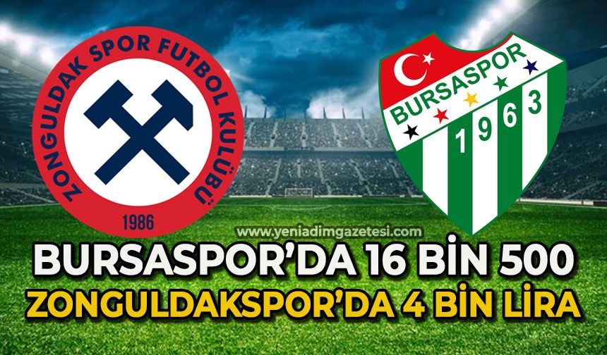 Bursaspor’da 16 bin 500, Zonguldakspor’da 4 bin lira