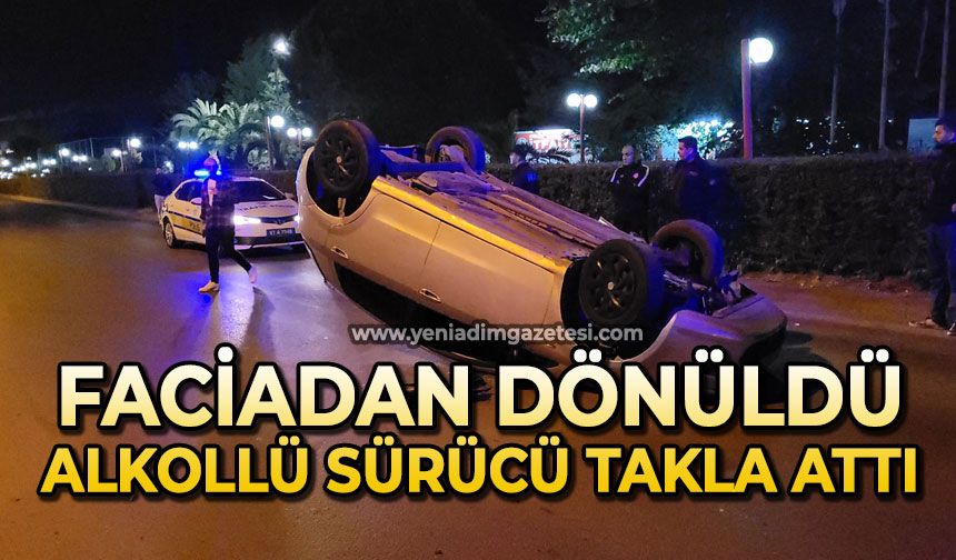 Faciadan dönüldü: Alkollü sürücü takla attı