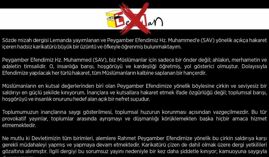 Başkan Çetinkaya’dan Leman Dergisine sert tepki
