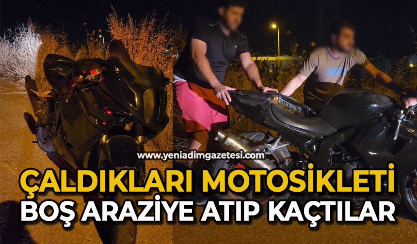 Çaldıkları motosikleti boş araziye atıp kaçtılar