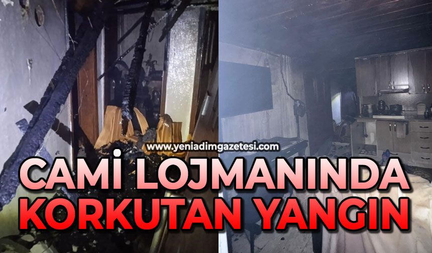 Cami lojmanında korkutan yangın