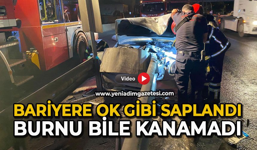 Bariyere ok gibi saplandı: Burnu bile kanamadı