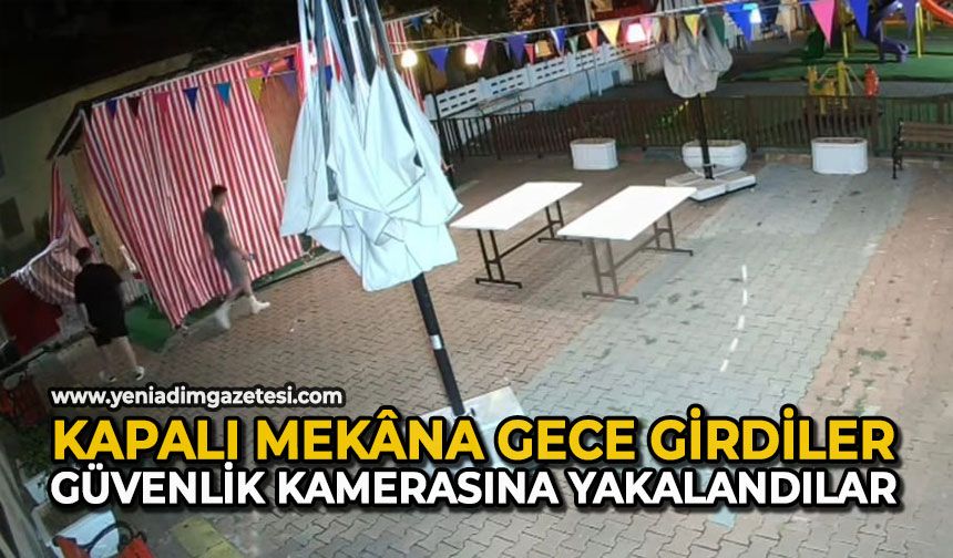 Kapalı mekâna gece girdiler, güvenlik kamerasına yakalandılar